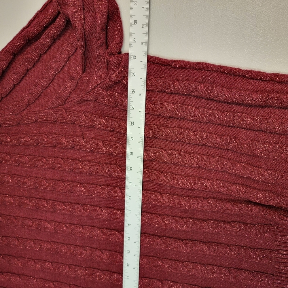 kathy ireland Fashion 360 Yacht Harbor Cable Knit Sweater Burgundy Size 3X - Picture 4 of 6